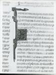 Anonimo italiano sec. XIV , Iniziale L, Iniziale decorata, Motivo decorativo con animali fantastici, Motivi decorativi fitomorfi