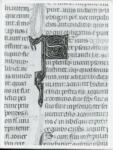 Anonimo italiano sec. XIV , Iniziale S, Iniziale decorata, Motivi decorativi vegetali e zoomorfi