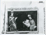 Anonimo italiano sec. XIV , Papa, Figura maschile allo scrittoio, Guillaume Durand in abiti vescovili