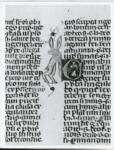 Anonimo italiano sec. XIV , Iniziale C, Iniziale decorata, Motivo decorativo con animali fantastici, Motivi decorativi fitomorfi