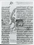 Anonimo italiano sec. XIV , Iniziale S, Iniziale decorata, Motivo decorativo zoomorfo