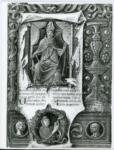 Anonimo toscano sec. XV , Sant'Ambrogio, Iniziale V, Finta cornice architettonica con motivi decorativi
