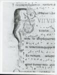 Anonimo italiano sec. XII , Iniziale F, Iniziale figurata, Motivi decorativi vegetali e zoomorfi