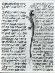 Anonimo italiano sec. XIV , Iniziale I, Iniziale figurata, Motivo decorativo zoomorfo