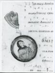 Anonimo italiano sec. XII , Iniziale D, Iniziale figurata, Iniziale abitata, Figura femminile con velo