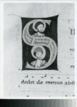 Anonimo italiano sec. XII , Iniziale S, Iniziale abitata, Santi, Motivi decorativi geometrici