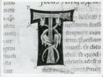 Marco di Berlinghiero , Iniziale T, Iniziale decorata, Motivo decorativo zoomorfo