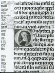 Anonimo italiano sec. XIII/XIV , Iniziale C, Iniziale abitata, Ritratto di uomo con la barba