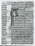 Anonimo italiano sec. XIII/XIV , Iniziale P, Iniziale abitata, Ritratto di monaco, Motivi decorativi fitomorfi