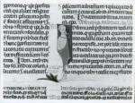 Anonimo italiano sec. XIII/XIV , Iniziale I, Iniziale figurata, Figura maschile, Motivi decorativi fitomorfi