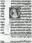 Anonimo italiano sec. XIII/XIV , Iniziale G, Iniziale abitata, Ritratto di uomo con la barba, Motivi decorativi fitomorfi