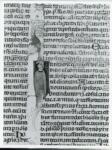 Anonimo italiano sec. XIII/XIV , Iniziale I, Iniziale figurata, Ritratto di giovane uomo con cappello, Motivi decorativi fitomorfi