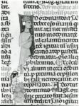 Anonimo italiano sec. XIII/XIV , Iniziale I, Iniziale figurata, Ritratto di uomo con cappello, Motivi decorativi fitomorfi