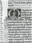 Anonimo italiano sec. XIII/XIV , Iniziale M, Iniziale abitata, Figura di monaco, Motivi decorativi fitomorfi