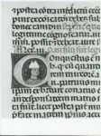 Anonimo italiano sec. XIII/XIV , Iniziale C, Iniziale abitata, Ritratto di vescovo