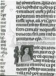 Anonimo italiano sec. XIII/XIV , Iniziale L, Iniziale abitata, Ritratto di uomo a mezzo busto, Motivi decorativi fitomorfi