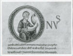 Anonimo italiano sec. XI , Iniziale O, Iniziale abitata, Malachia, Motivi decorativi fitomorfi