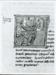 Anonimo italiano sec. XI , Iniziale M, Miniatura tabellare, Figura femminile