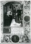 Hennecart Jean , Interno di palazzo con figure, Re, Fregio ornamentale, Stemmi araldici