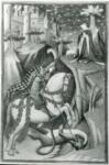Anonimo , Saint Georges tuant le dragon/ Miniature des Heures du Maréchal de Boucicaut