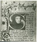 Anonimo , Portrait de Pétrarque/ D'après une miniature d'un manuscrit de sa bibliothèque. (Bibliothèque Nationale, Paris.)
