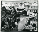 Anonimo , Saint Louis à Mansourah/ Grande miniature du manuscrit des "Grandes Chroniques de saint Denys"/ ( Bibliothèque Impériale, St. Petersbourg. )
