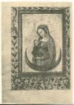 Anonimo francese sec. XV , Madonna con Bambino su mezzaluna, Cornice con motivi decorativi fitomorfi