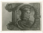 Giovanni Pietro da Birago , Iniziale D, Iniziale abitata, Motivi decorativi fitomorfi, Ritratto maschile