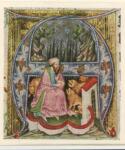 Anonimo sec. XV , Iniziale A, Iniziale abitata, San Girolamo e il leone