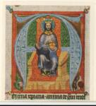 Anonimo sec. XIV , Iniziale A, Iniziale abitata, Cristo in trono con corona, scettro e globo