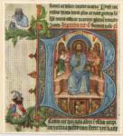 Anonimo sec. XIV , Iniziale B, Iniziale abitata, Cristo benedicente in trono