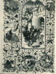 Anonimo sec. XV , Episodi del Nuovo Testamento, Fuga in Egitto, Cornice con motivi decorativi fitomorfi