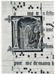 Anonimo sec. XIII/ XIV , Iniziale N, Iniziale abitata, Santo orante, Finte architetture
