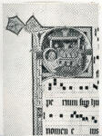 Anonimo sec. XIII/ XIV , Iniziale P, Iniziale istoriata, Natività di Gesù, Motivi decorativi fitomorfi
