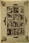 Anonimo sec. XV , Episodi della vita di un santo, Stemmi araldici, Cornice con motivi decorativi geometrici