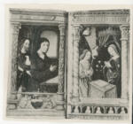Anonimo sec. XV , San Giovanni Battista, Annunciazione, Finte architetture e stemma