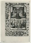 Anonimo sec. XV , Incoronazione di Maria Vergine con la Trinità, Santi, Cornice con motivi decorativi fitomorfi e animali, Pavone
