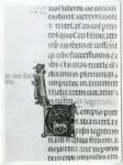 Anonimo italiano sec. XIV , Iniziale E, Iniziale decorata, Motivo decorativo con animali fantastici, Motivi decorativi vegetali