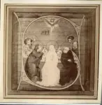 &nbsp; , Iniziale S, Iniziale istoriata, Pentecoste, Cornice con motivi decorativi fitomorfi e geometrici