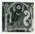 Anonimo sec. XIV , Iniziale abitata, San Giovanni Battista, Motivi decorativi fitomorfi