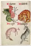 Anonimo , Alphabet, Herbal and Bestiary, England fine XV