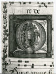 Battista di Biagio Sanguigni , Iniziale abitata, Gesù Bambino con angeli, Motivi decorativi fitomorfi, Cornice con motivi decorativi fitomorfi e geometrici, Notazione musicale