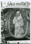 Cosimo di Giovanni, (?) , Iniziale V, Iniziale abitata, San Benedetto, Motivi decorativi fitomorfi e animali, Notazione musicale
