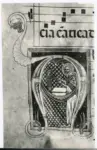 Anonimo sec. XIII , Iniziale abitata, Santo, Ges&ugrave; Bambino, Motivi decorativi fitomorfi e animali, Notazione musicale