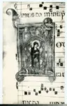 Anonimo sec. XIII , Iniziale H, Iniziale abitata, Madonna, Motivi decorativi fitomorfi e animali, Notazione musicale