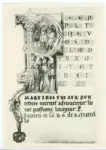 Maestro dell'Epistolario Giovanni da Gaibana, e scuola , Iniziale P, Iniziale istoriata, Martirio di san Biagio, Motivi decorativi geometrici e vegetali