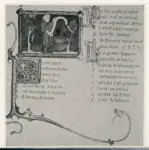 Anonimo sec. XIII , Figura maschile con cartiglio, Iniziale F, Iniziale decorata, Motivi decorativi fitomorfi