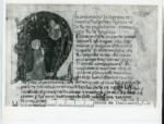 Anonimo sec. XIV , Iniziale N, Iniziale istoriata, Santa Guglielma, figlia del re d'Inghilterra, Motivi decorativi fitomorfi