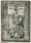 Gherardo di Giovanni, bottega ; Monte di Giovanni del Fora, bottega , Cristo crocifisso tra i dolenti, Pietà, Cornice architettonica, Motivi decorativi a grottesche