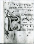 Anonimo veneto-emiliano sec. XV , Iniziale B, Iniziale abitata, San Giorgio uccide il drago, Motivi decorativi fitomorfi